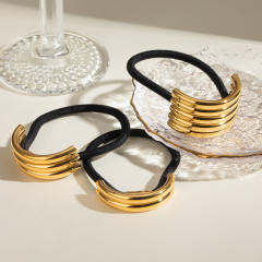 Chunky gold color bend stainelss steel hair ties