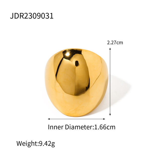 18KG luxury gold color chunky stainless steel rings