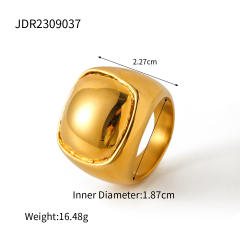 18KG luxury gold color chunky stainless steel rings