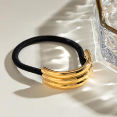 Chunky gold color bend stainelss steel hair ties