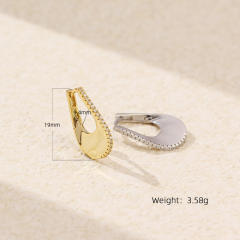 925 sterling silver U shape diamond twisted huggie earrings