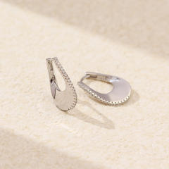 925 sterling silver U shape diamond twisted huggie earrings