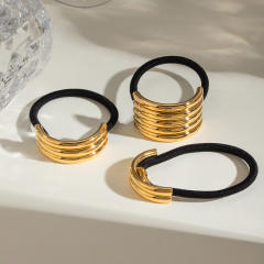 Chunky gold color bend stainelss steel hair ties