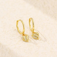 Elegant 925 sterling silver diamond small heart huggie earrings