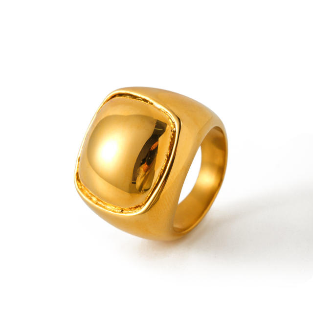 18KG luxury gold color chunky stainless steel rings