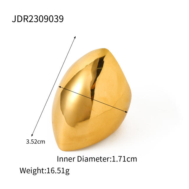 18KG luxury gold color chunky stainless steel rings