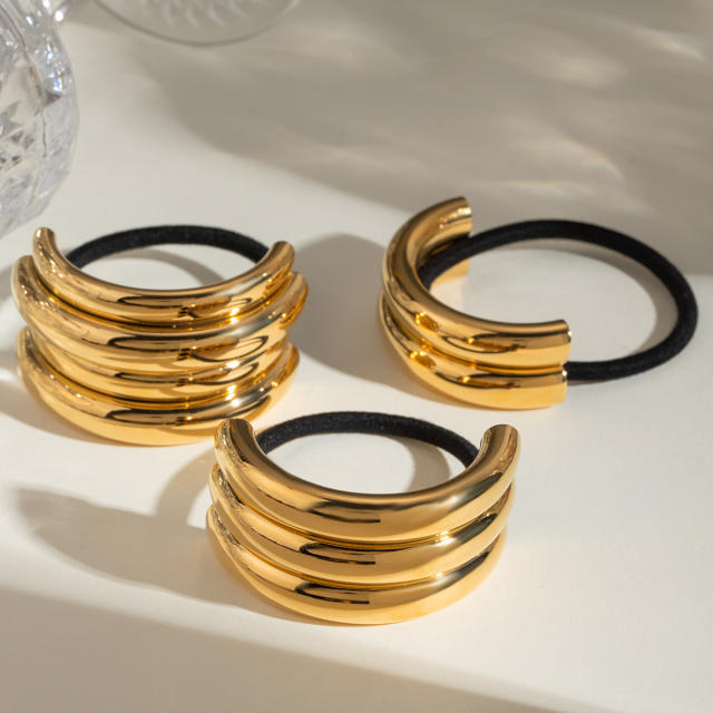 Hot sale chunky bend stainless steel hair ties