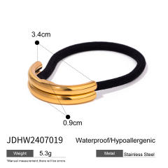 Chunky gold color bend stainelss steel hair ties