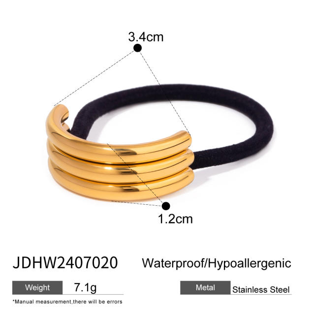 Chunky gold color bend stainelss steel hair ties