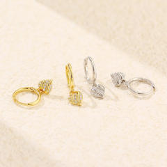 Elegant 925 sterling silver diamond small heart huggie earrings