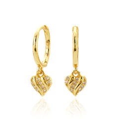 Elegant 925 sterling silver diamond small heart huggie earrings