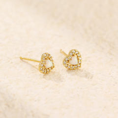 925 sterling silver opal stone heart studs earrings