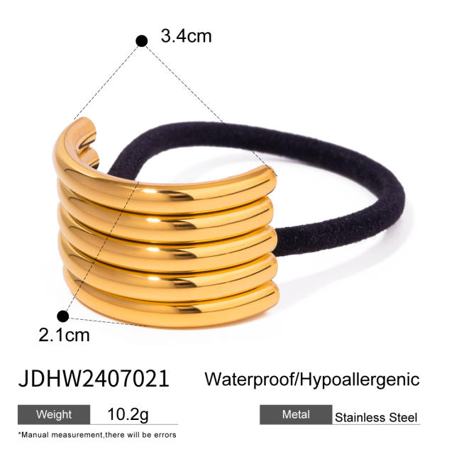 Chunky gold color bend stainelss steel hair ties