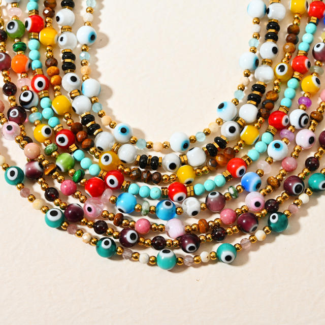 Classic colorful evil eye bead stainless steel anklet