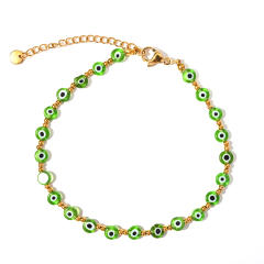 Classic colorful resin bead evil eye stainless steel anklet