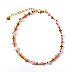 Classic colorful evil eye bead stainless steel anklet