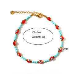 Classic colorful evil eye bead stainless steel anklet