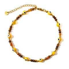 Classic colorful evil eye bead stainless steel anklet