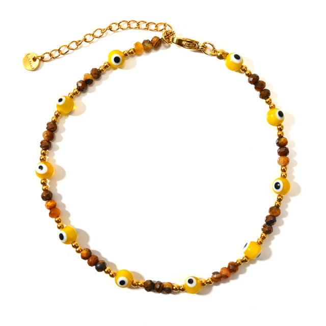 Classic colorful evil eye bead stainless steel anklet