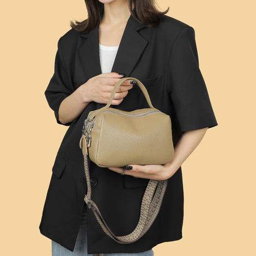 Vintage easy match large size Cowhide leather women Boston Bag