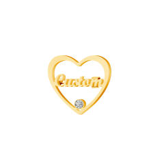 DIY hollow heart custom name stainless steel brooch