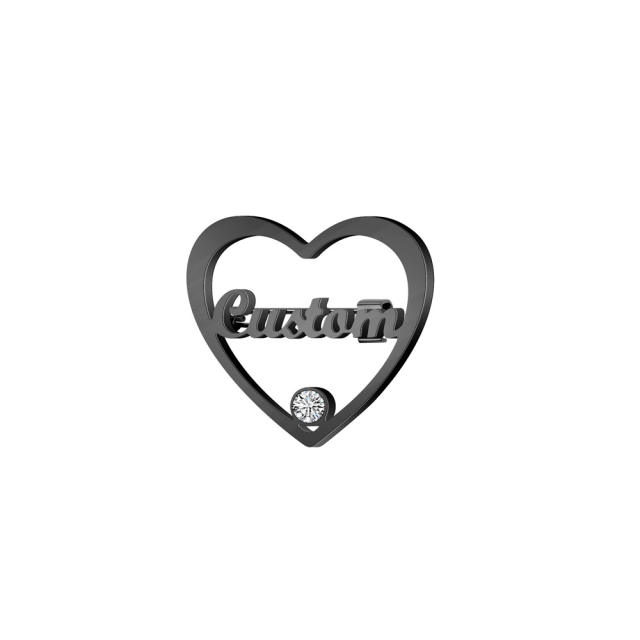 DIY hollow heart custom name stainless steel brooch