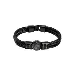 Creative braid PU leather engrave letter pic bracelet for men