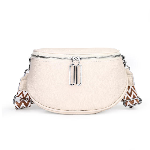 Popular Cowhide Leather women funny pack waist bag chest bag