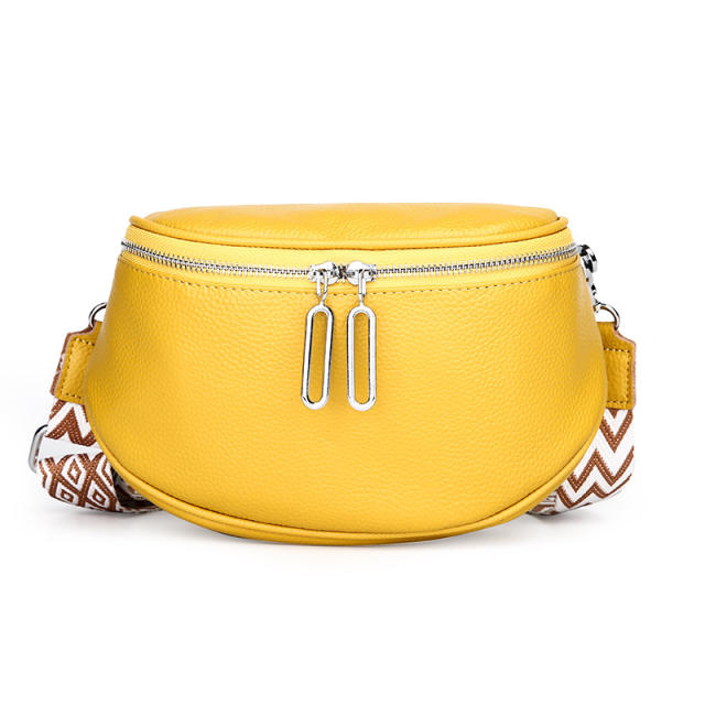 Popular Cowhide Leather women funny pack waist bag chest bag