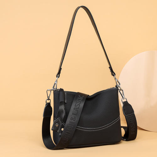 Large size Cowhide leather bucket bag