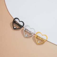 DIY hollow heart custom name stainless steel brooch