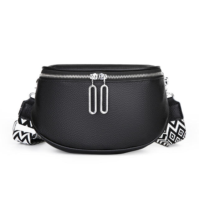 Popular Cowhide Leather women funny pack waist bag chest bag