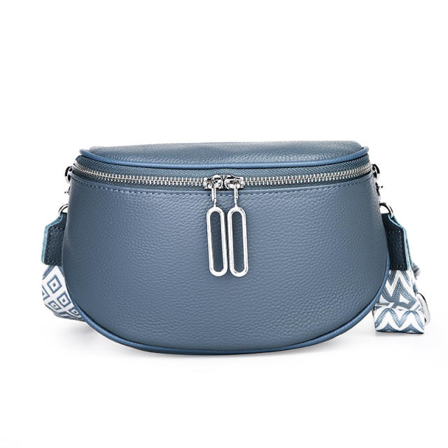 Popular Cowhide Leather women funny pack waist bag chest bag