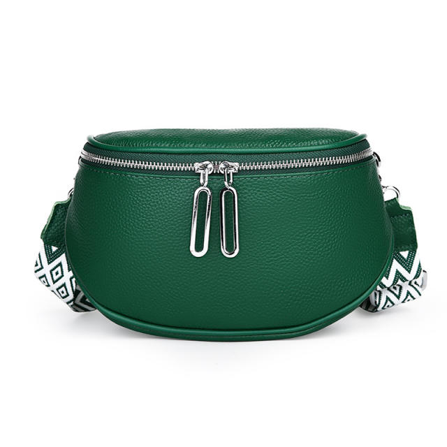 Popular Cowhide Leather women funny pack waist bag chest bag