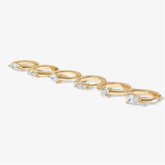 6pcs easy match gold plated copper cz huggie earrings set