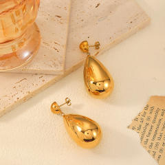 18KG chunky water drop stainless steel earrings