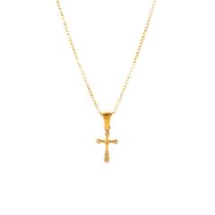 18KG dainty cross flower angel pendant stainless steel necklace
