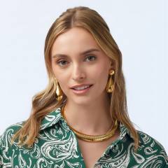 18KG chunky water drop stainless steel earrings