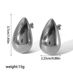 18KG chunky water drop stainless steel earrings