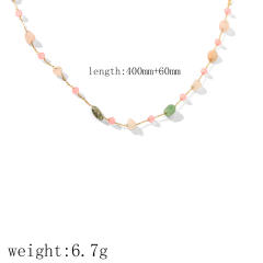 18KG sweet pink natural stone stainless steel necklace bracelet set