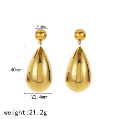 18KG chunky water drop stainless steel earrings