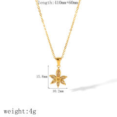 18KG dainty cross flower angel pendant stainless steel necklace