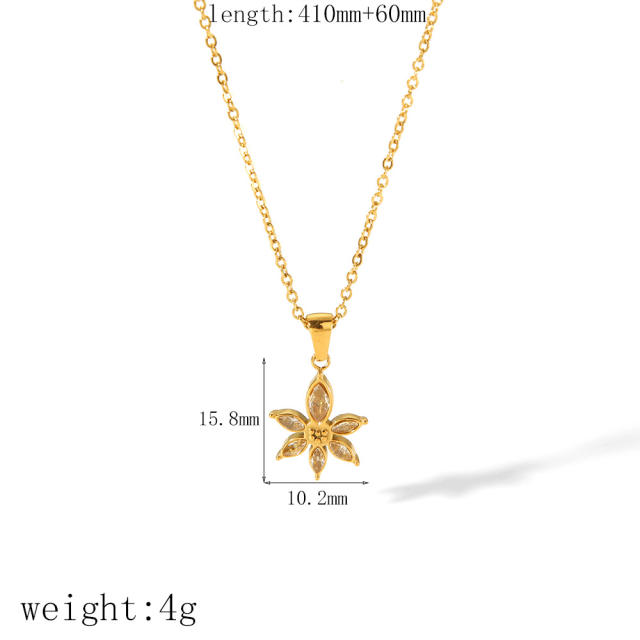 18KG dainty cross flower angel pendant stainless steel necklace