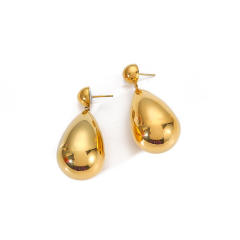 18KG chunky water drop stainless steel earrings