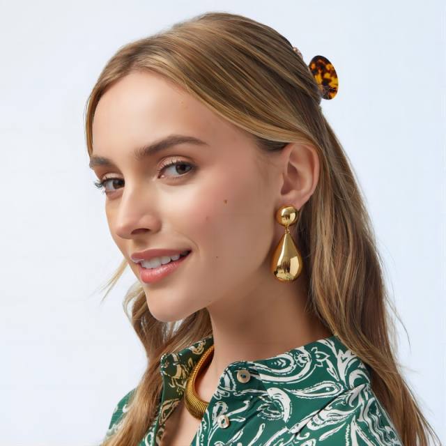 18KG chunky water drop stainless steel earrings