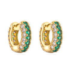 Creative color diamond gold plated copper huggie earrings