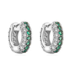 Creative color diamond gold plated copper huggie earrings
