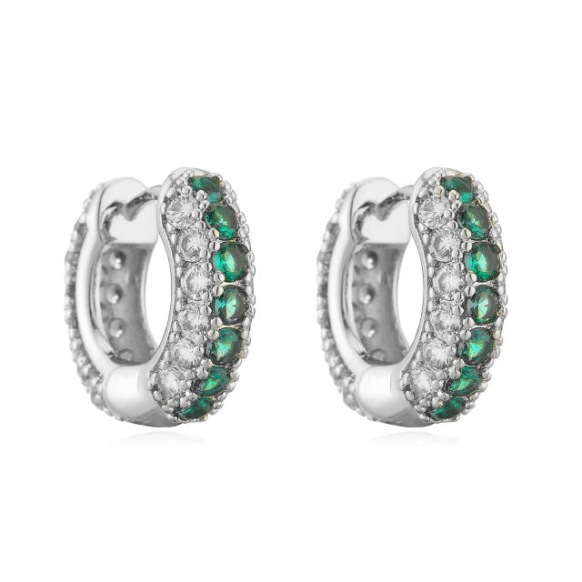 Creative color diamond gold plated copper huggie earrings