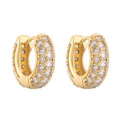Creative color diamond gold plated copper huggie earrings