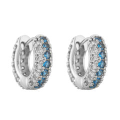 Creative color diamond gold plated copper huggie earrings